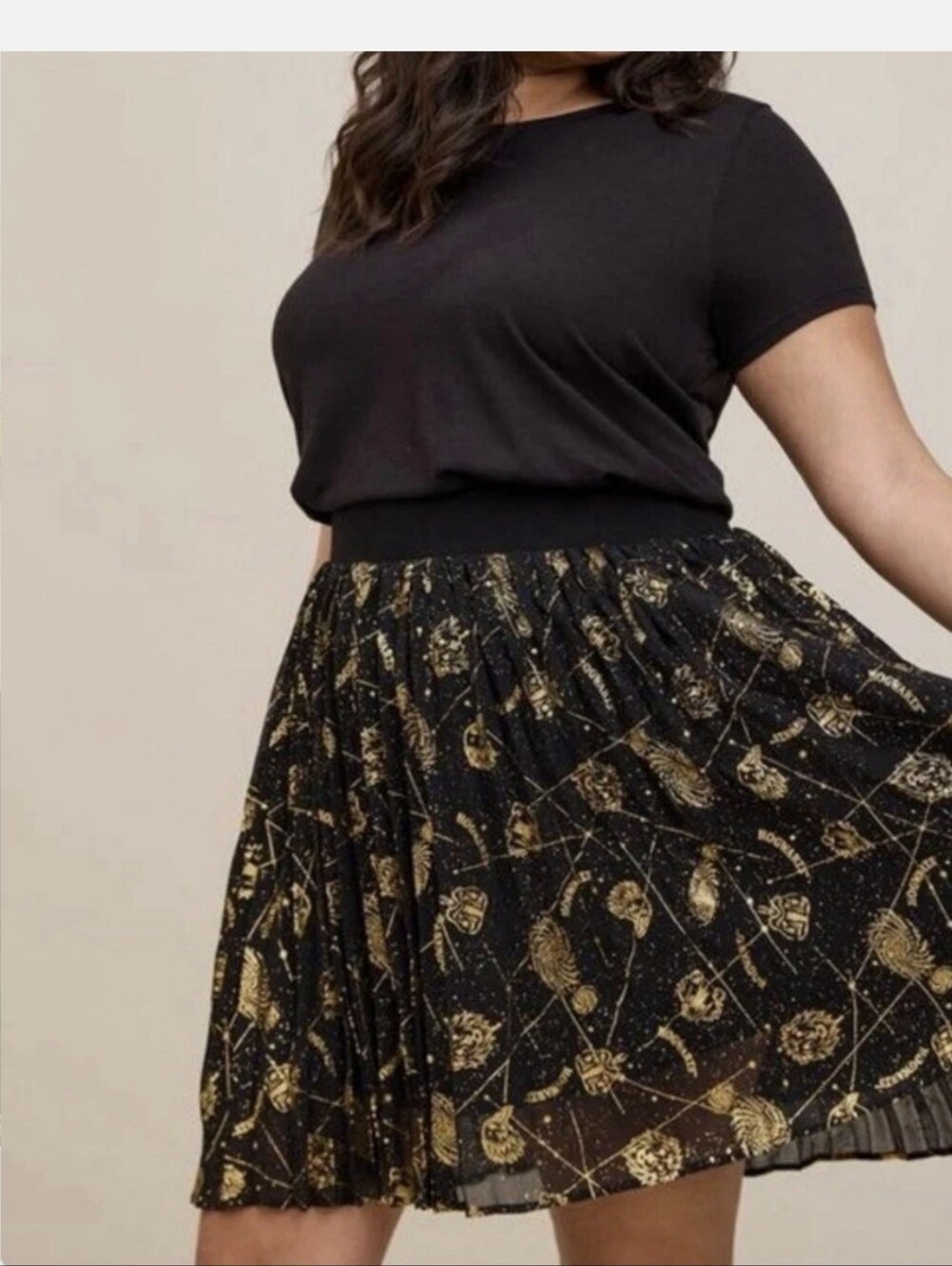 Harry Potter Celestial Black Gold Wizard Mini Skirt Size 1X